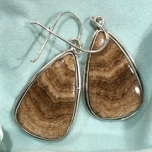 Picture jasper & sterling dangle earrings new